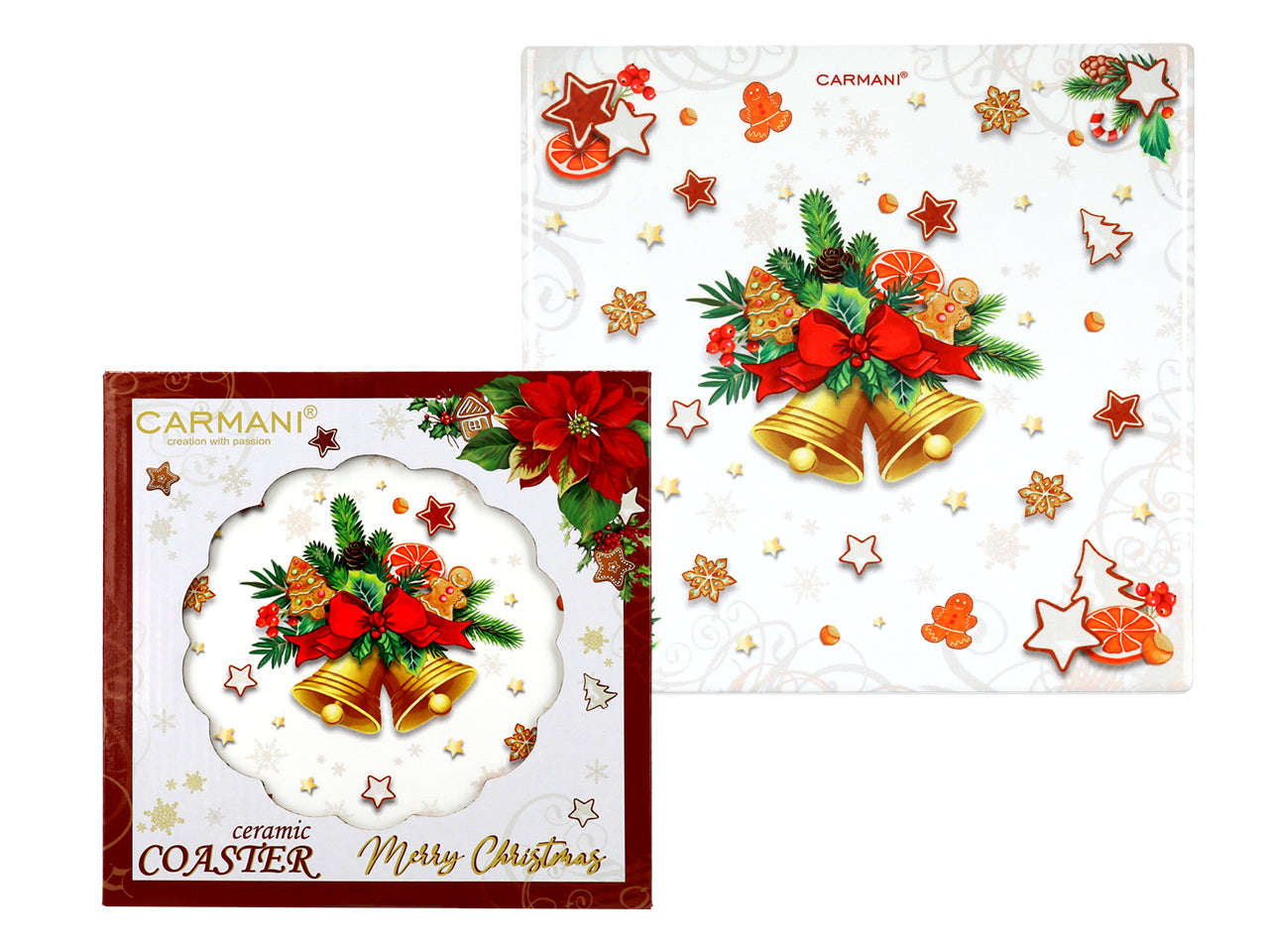 ➔ Square ceramic trivet - Christmas decoration - kitchen - Carmani