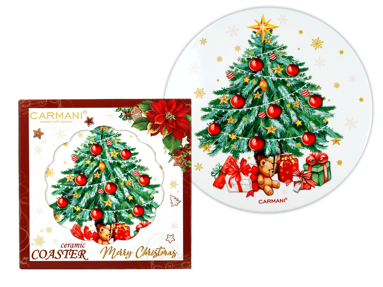 ➔ Runder Untersetzer aus Keramik - Elegantes Weihnachten - Küche - Carmani