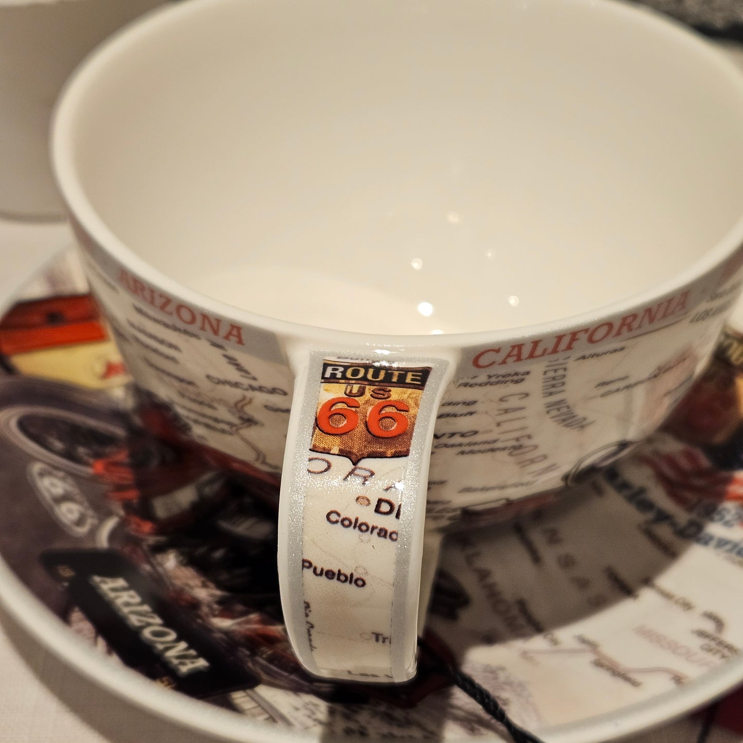 ➔ Tazza grande con piattino - Moto Rossa - Carmani - Route 66