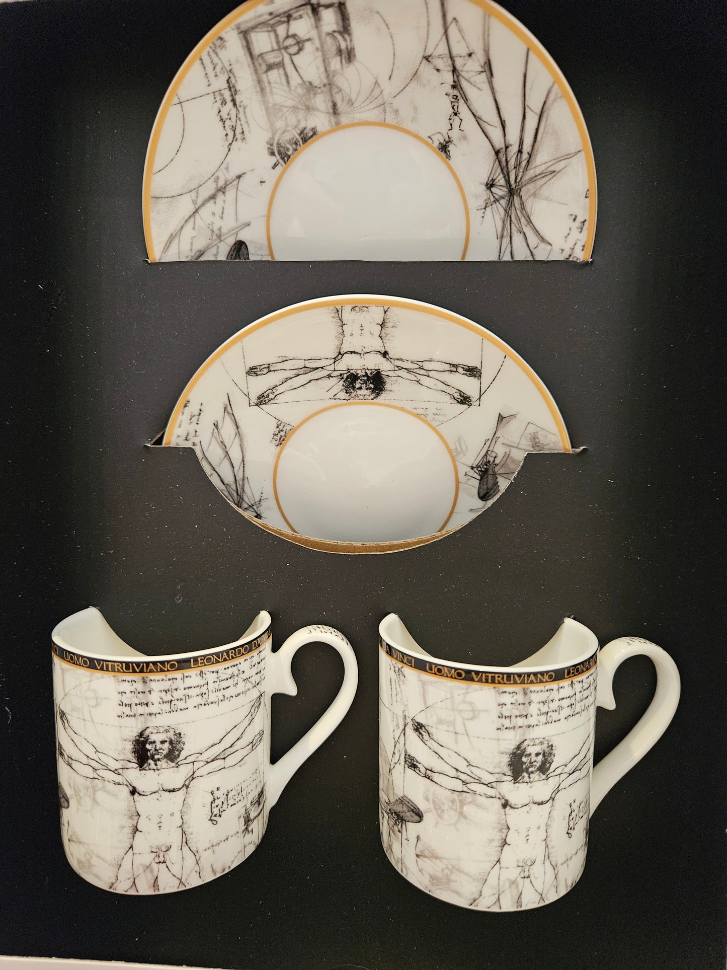 ➔ Set di 2 tazzine per caffè - The Vitruvian Man, Leonardo da Vinci - Carmani