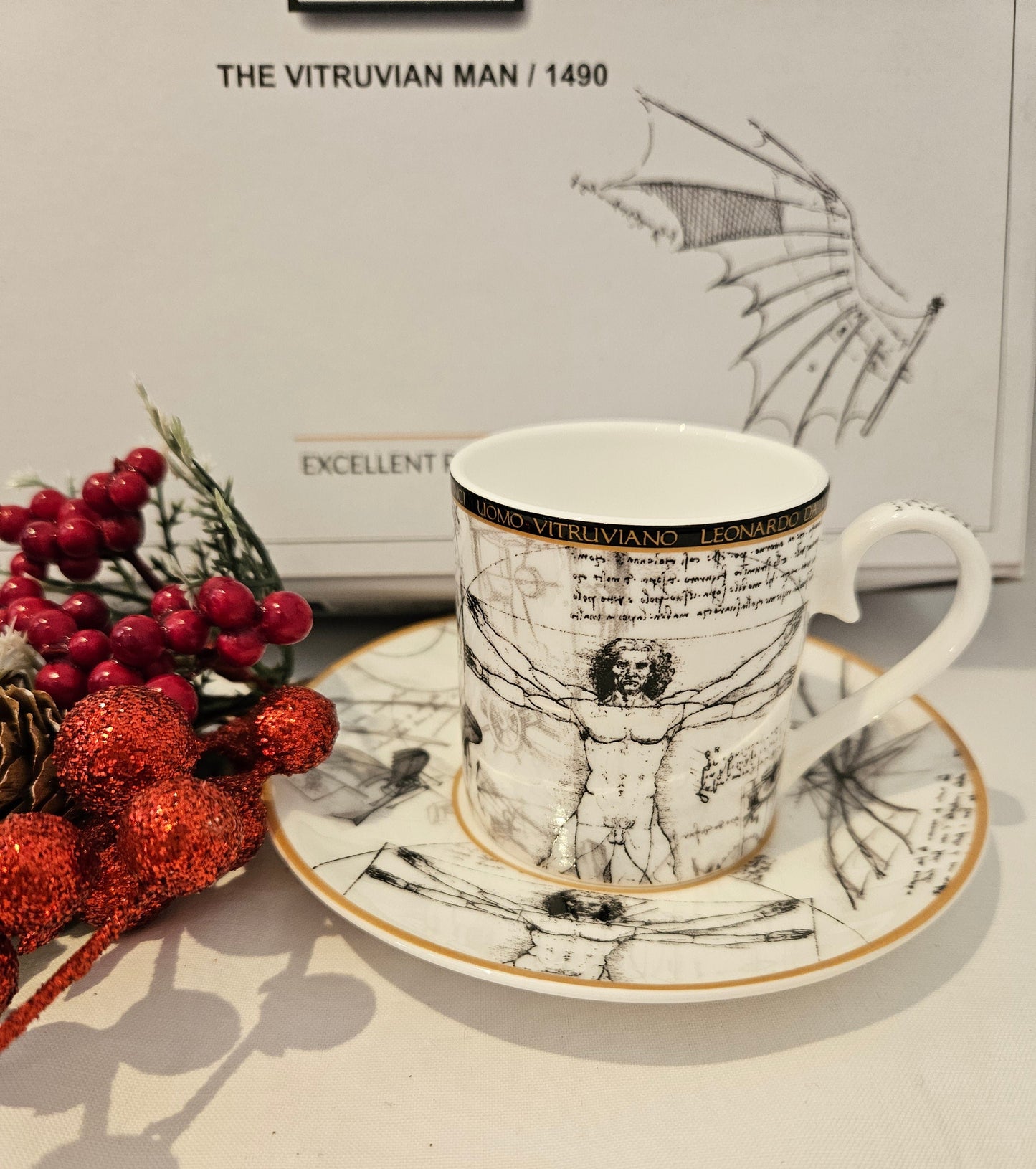 ➔ Set di 2 tazzine per caffè - The Vitruvian Man, Leonardo da Vinci - Carmani