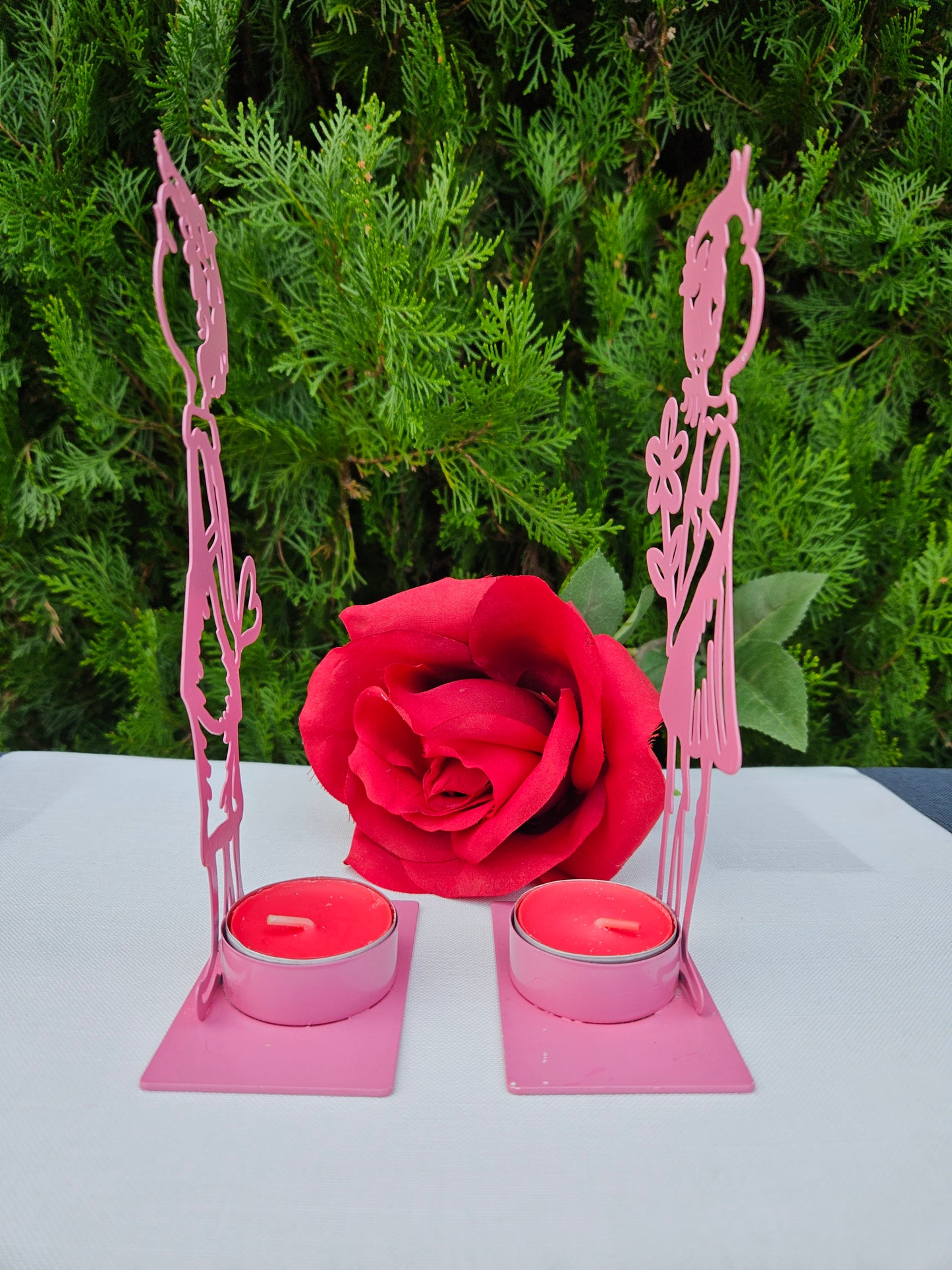 ➔ Porta tealight in metallo "Bambini innamorati"