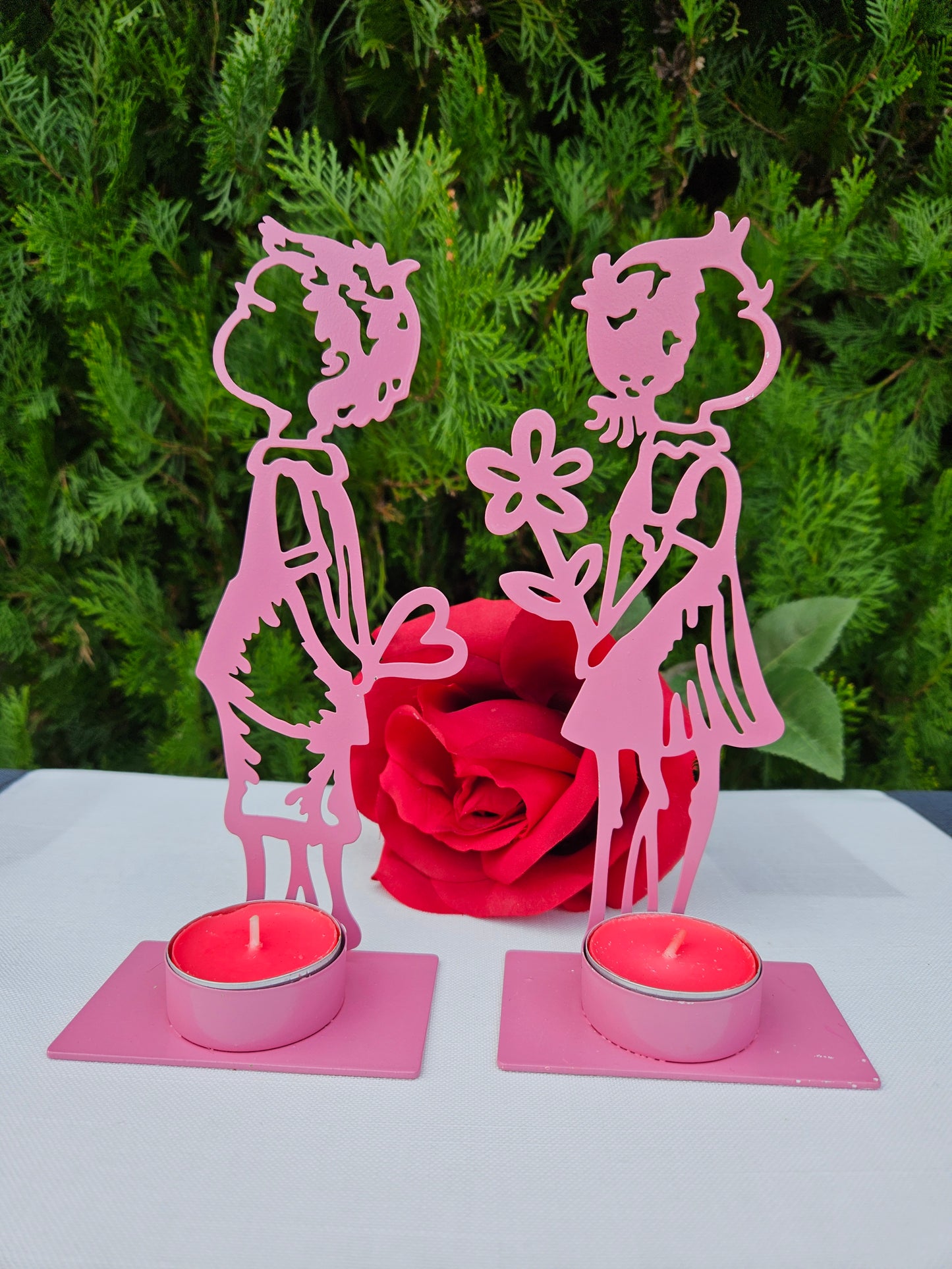 ➔ Porta tealight in metallo "Bambini innamorati"