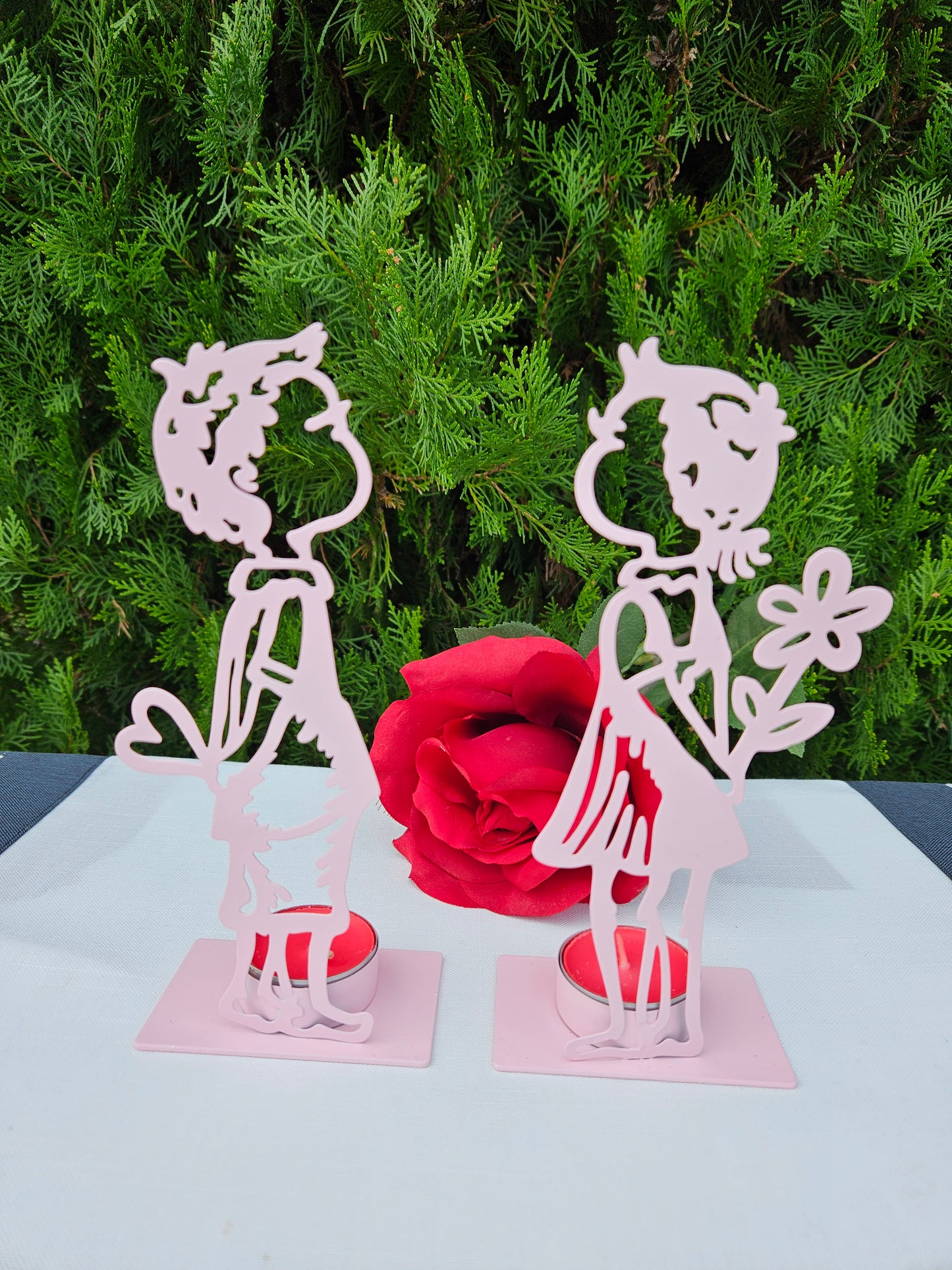 ➔ Porta tealight in metallo "Bambini innamorati"