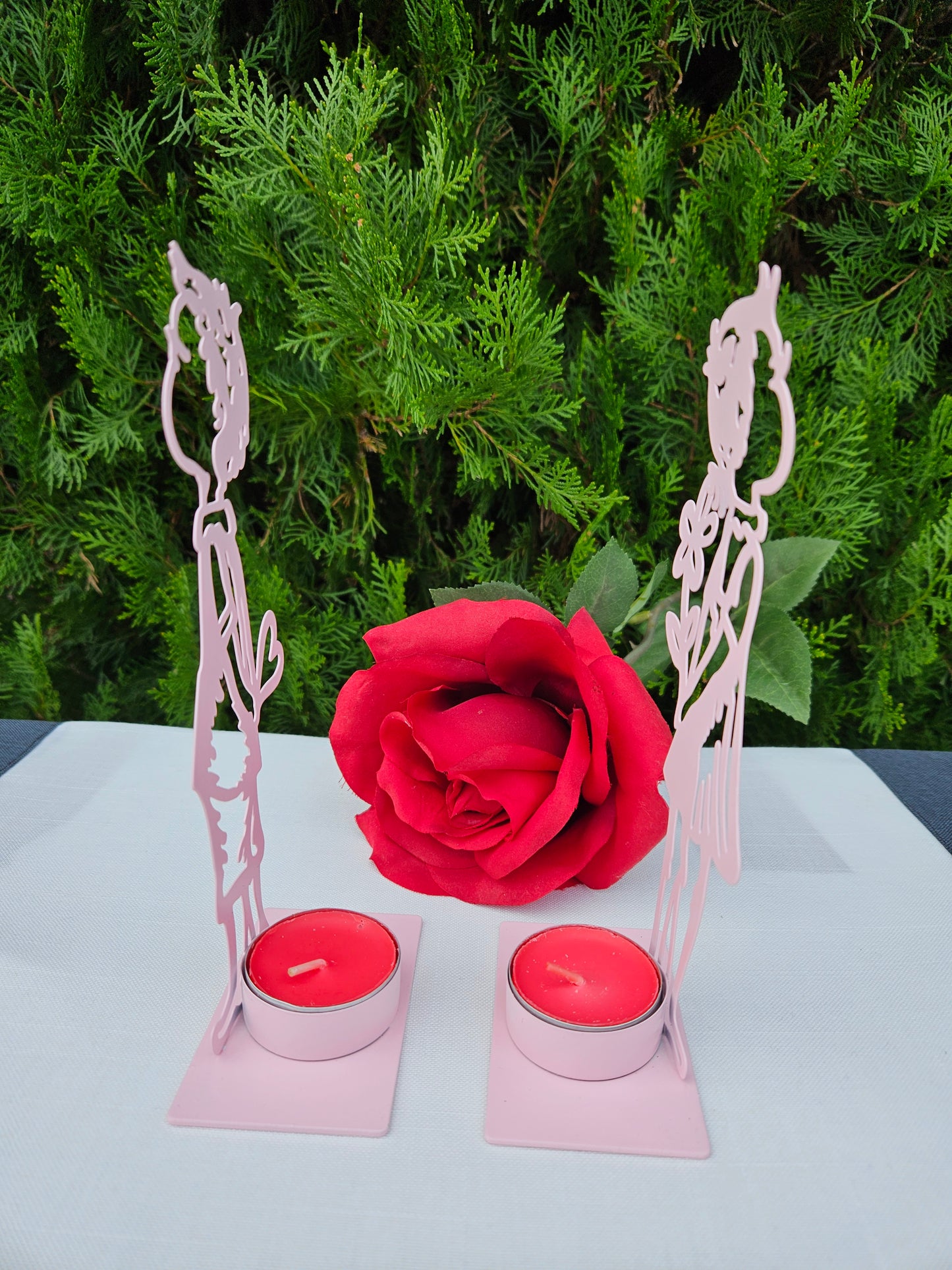 ➔ Porta tealight in metallo "Bambini innamorati"