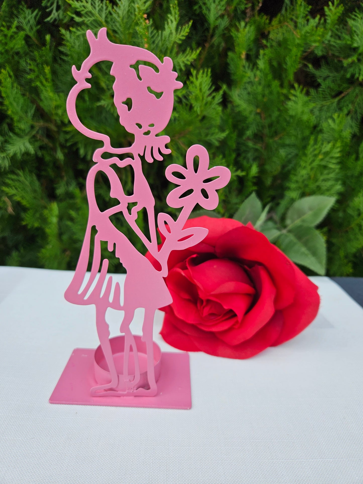 ➔ Porta tealight in metallo "Bambini innamorati"