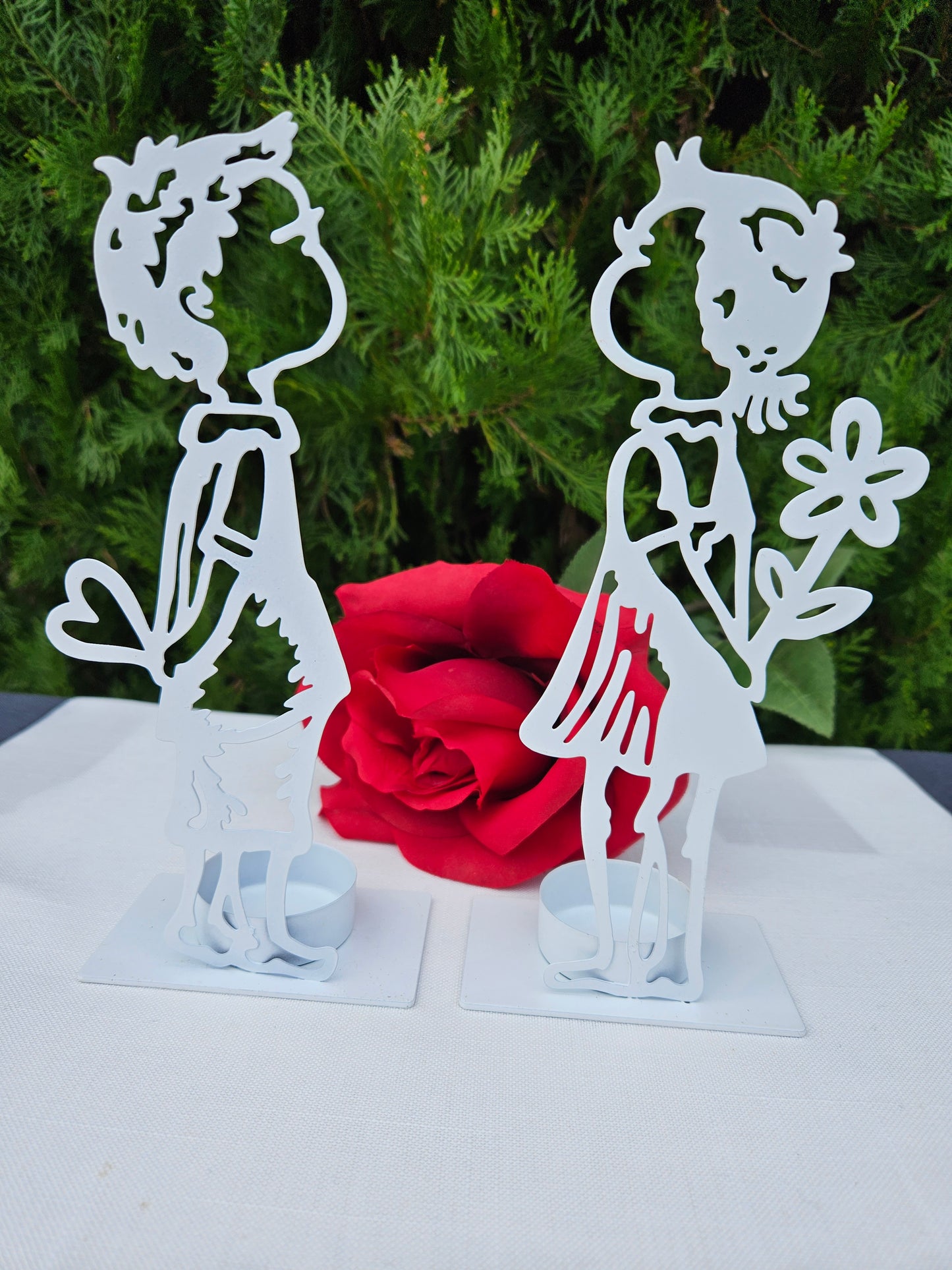 ➔ Porta tealight in metallo "Bambini innamorati"