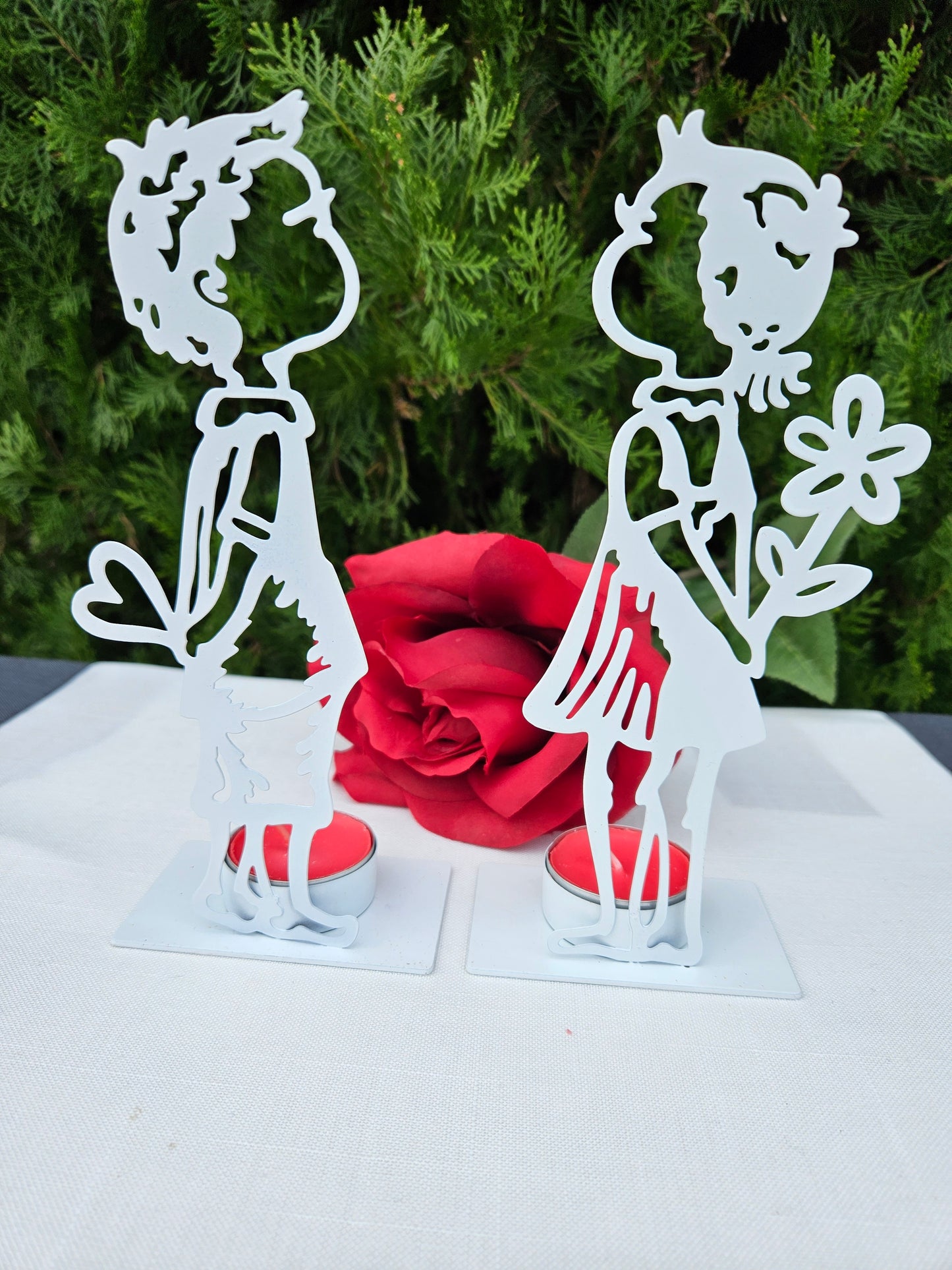 ➔ Porta tealight in metallo "Bambini innamorati"
