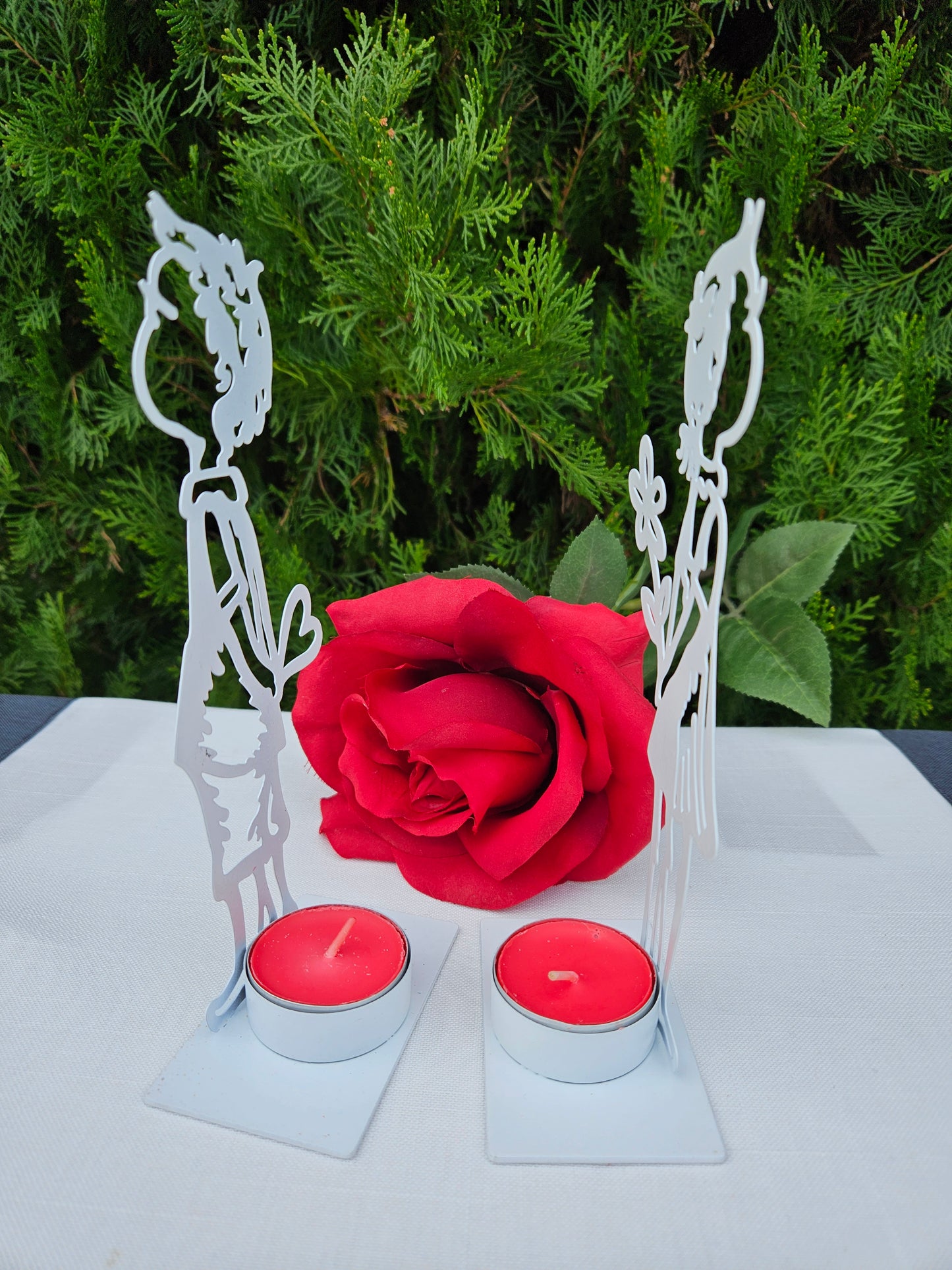 ➔ Porta tealight in metallo "Bambini innamorati"