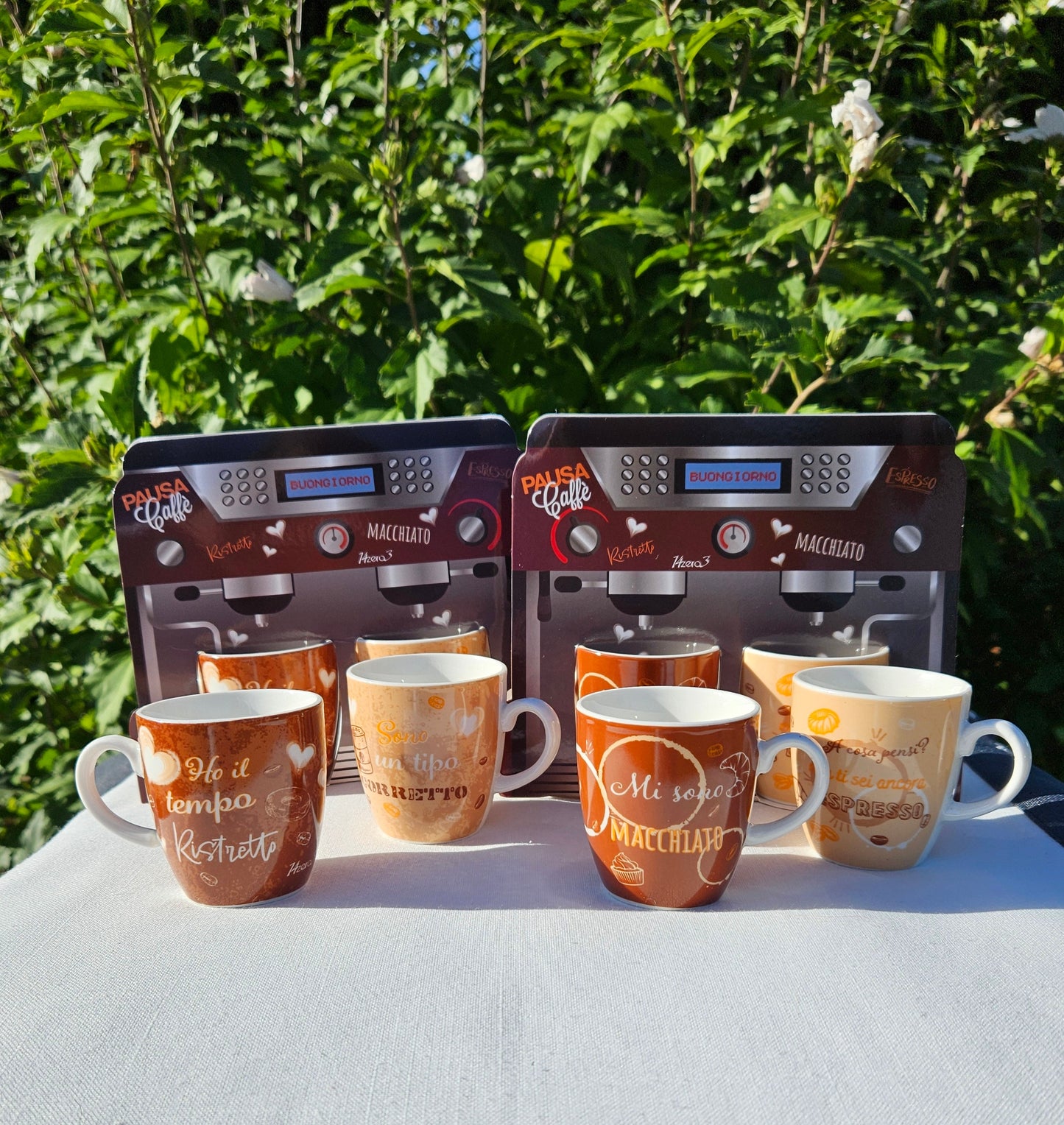➔ Set con 2 tazzine 70 ml - confezione a macchina da caffè - Art from Italy
