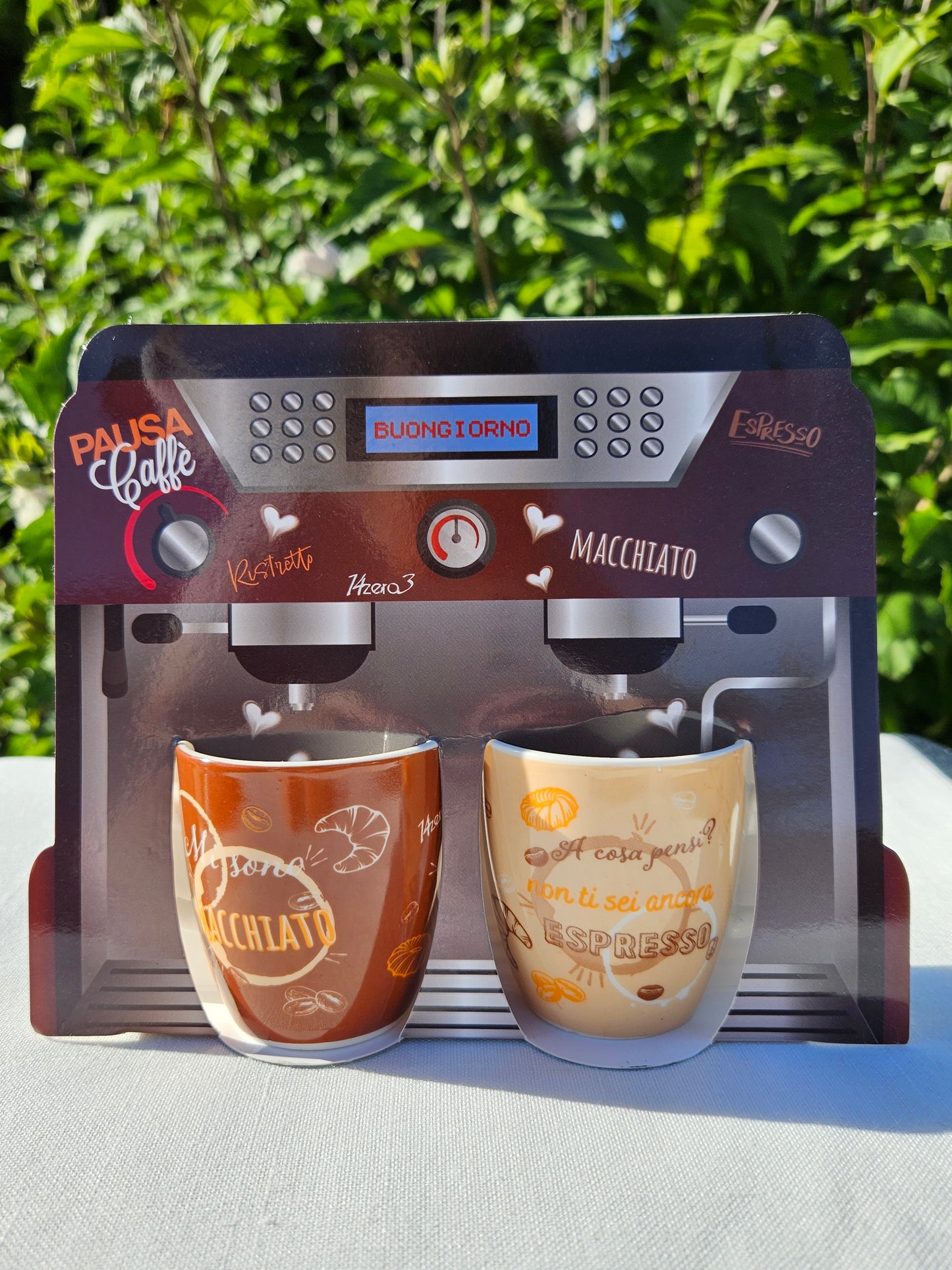 ➔ Set con 2 tazzine 70 ml - confezione a macchina da caffè - Art from Italy