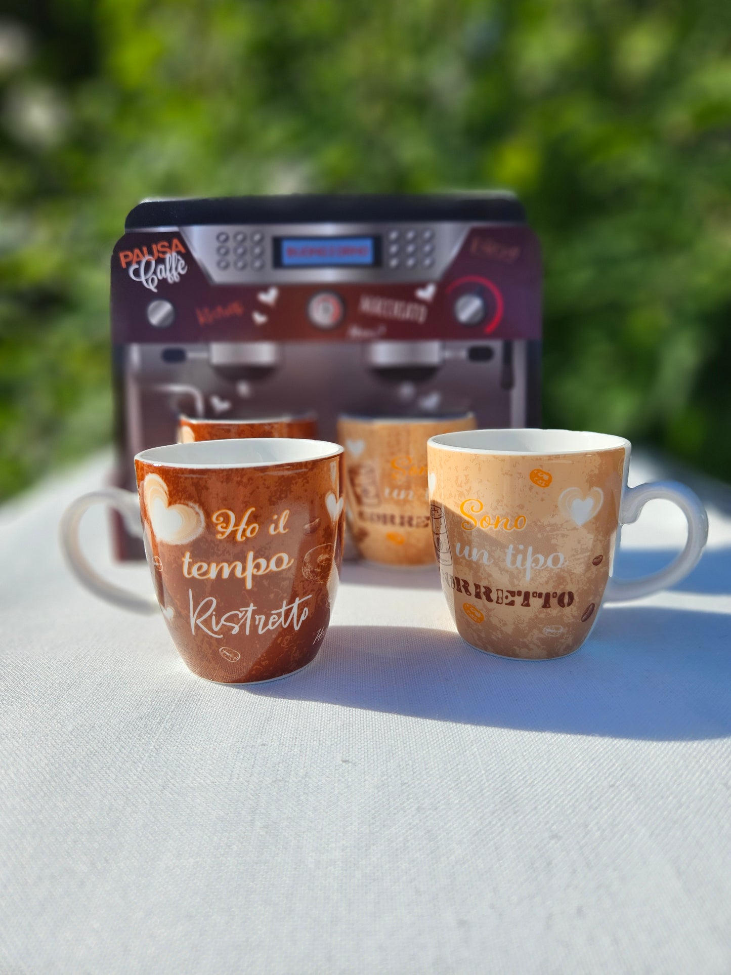 ➔ Set con 2 tazzine 70 ml - confezione a macchina da caffè - Art from Italy
