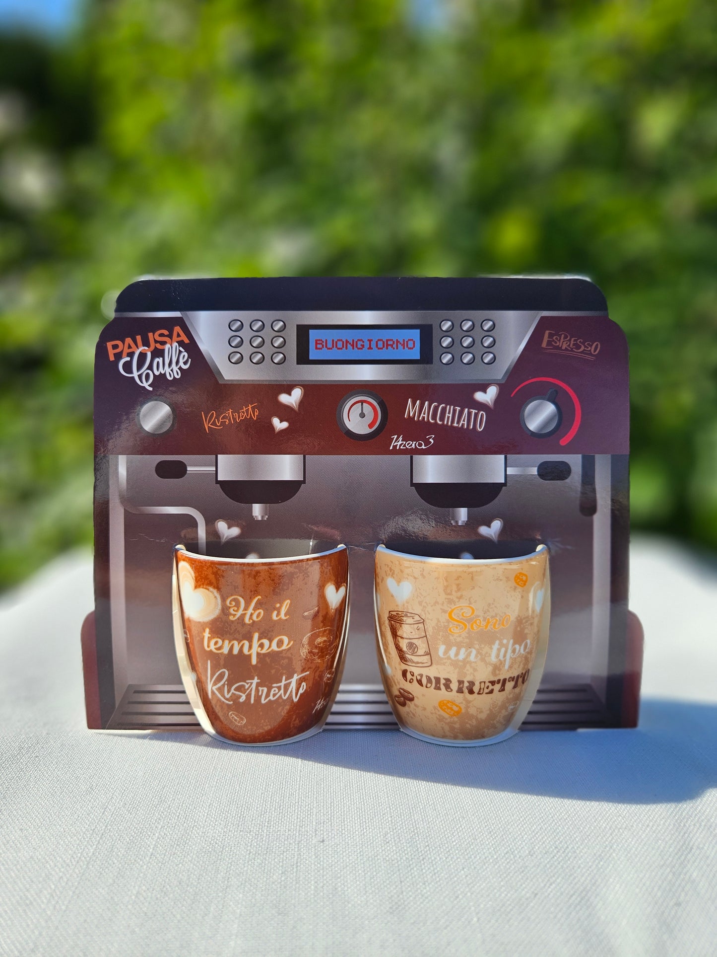 ➔ Set con 2 tazzine 70 ml - confezione a macchina da caffè - Art from Italy