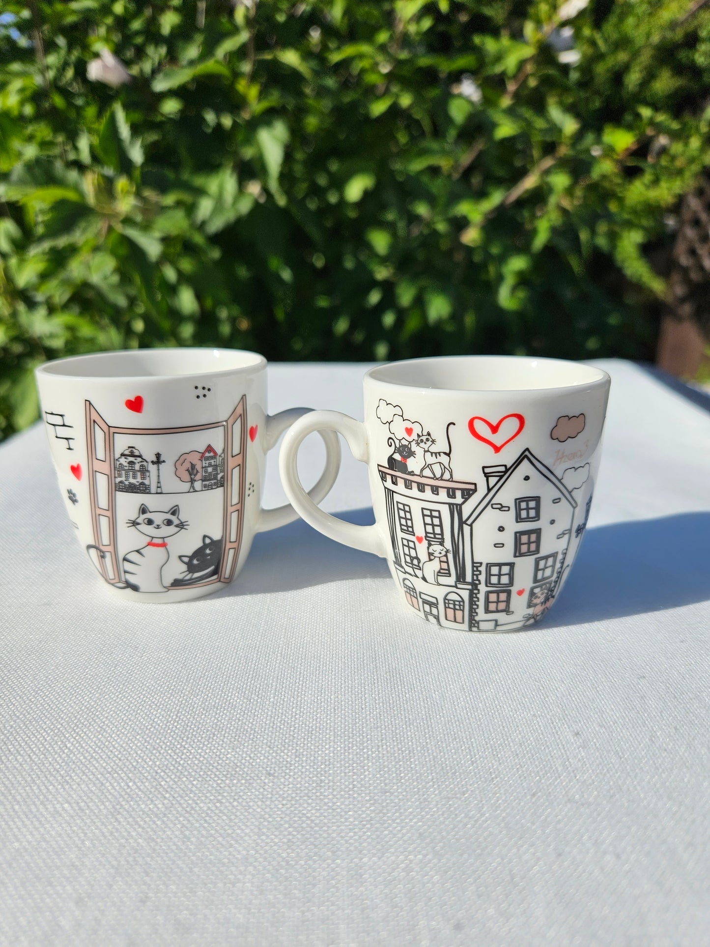 ➔ Set con 2 tazzine 70 ml decoro gatti - confezione regalo - Art from Italy
