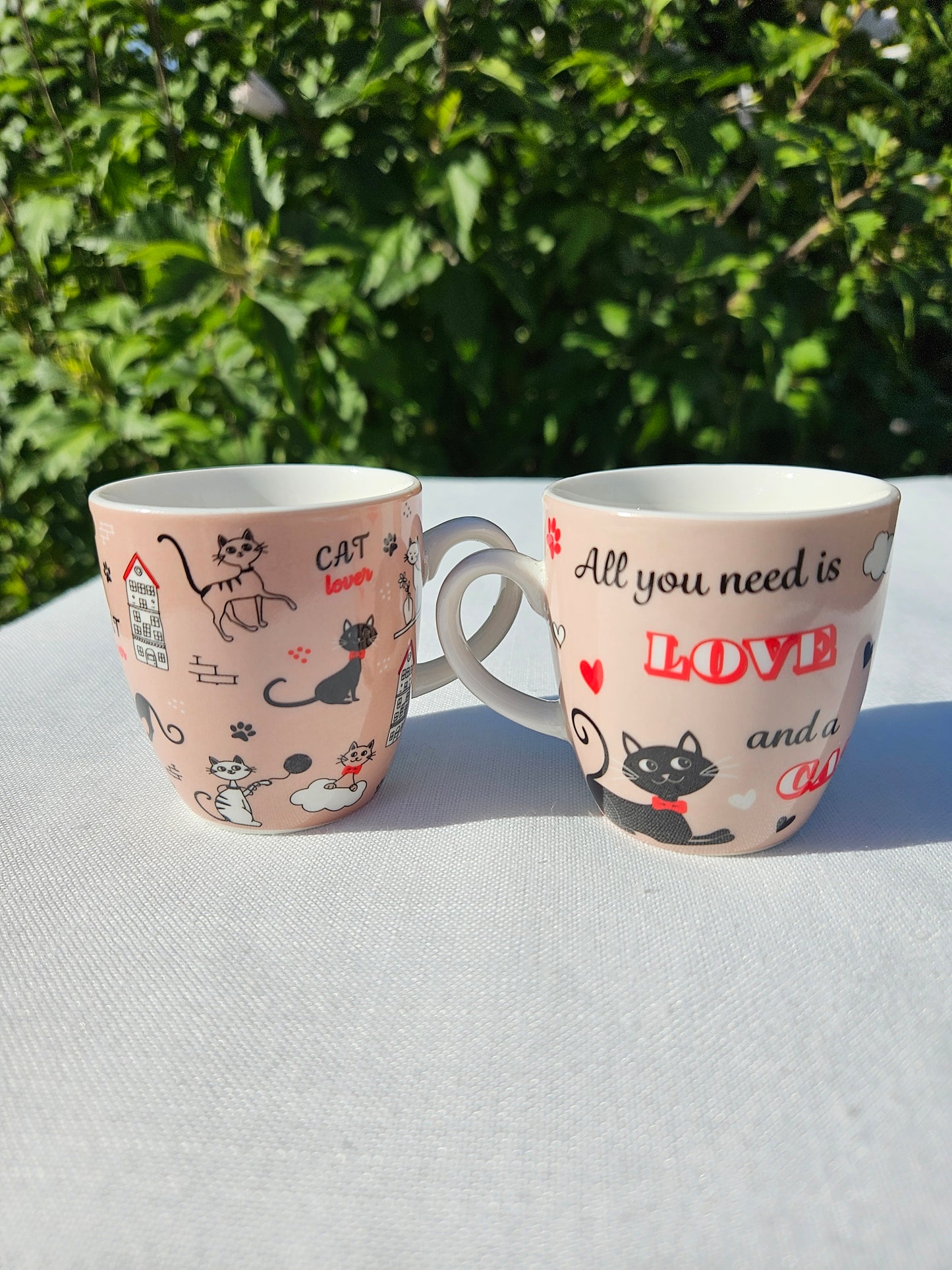 ➔ Set con 2 tazzine 70 ml decoro gatti - confezione regalo - Art from Italy