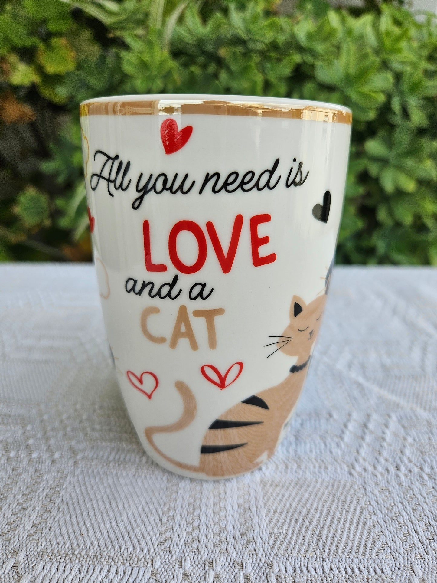 ➔ Tazza in porcellana 350 ml con manico a codina di gatto