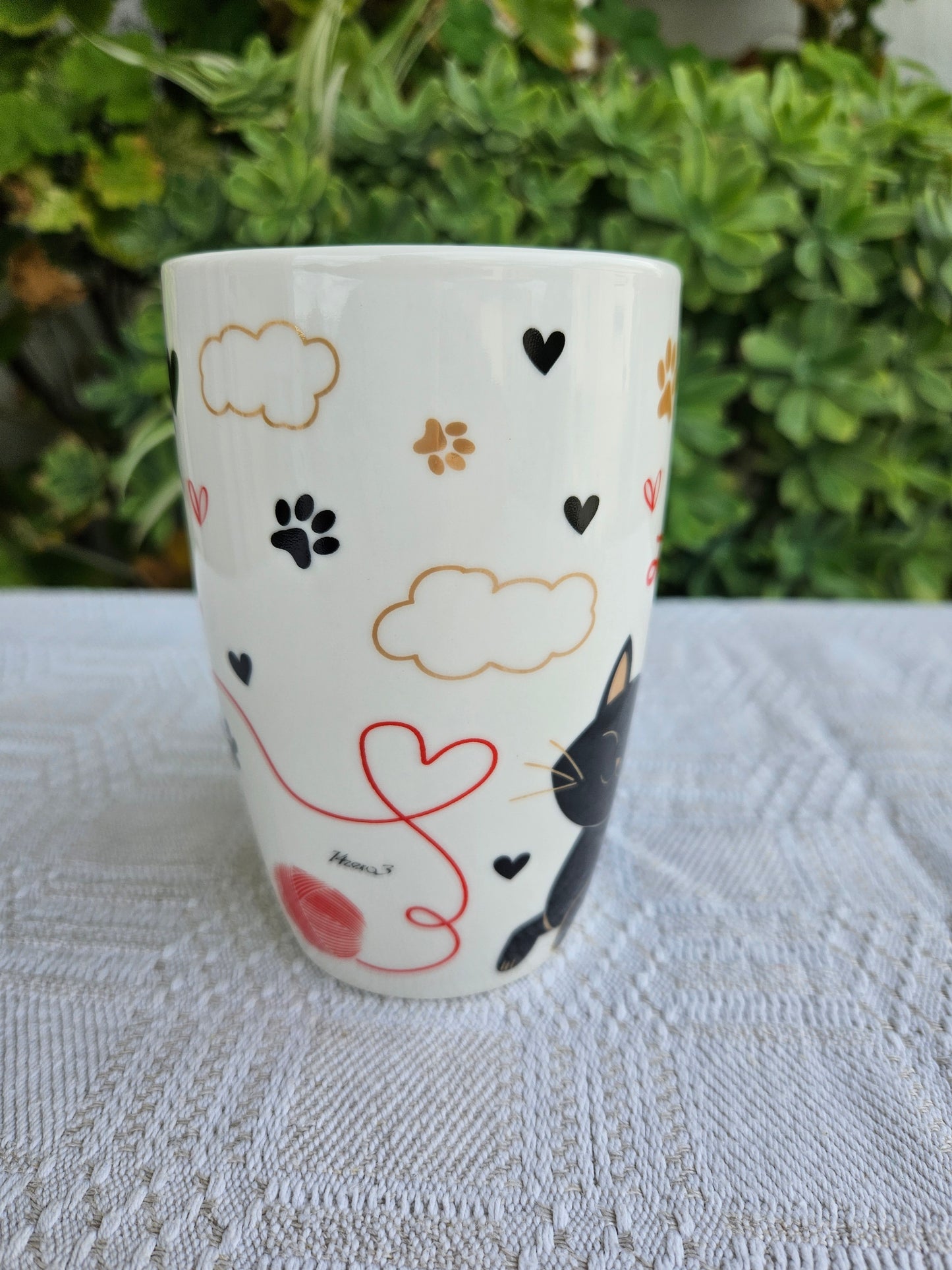 ➔ Tazza in porcellana 350 ml con manico a codina di gatto