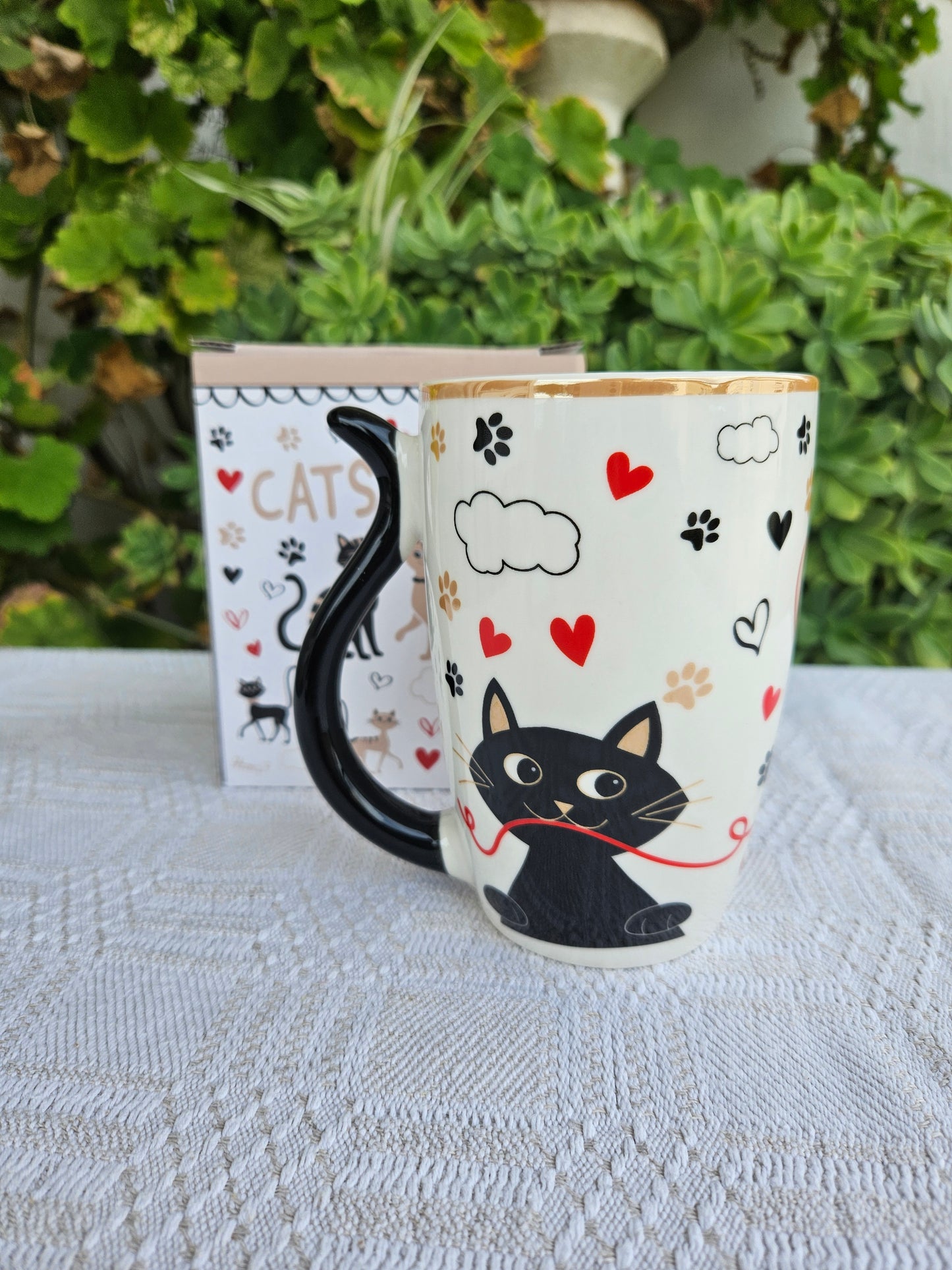 ➔ Tazza in porcellana 350 ml con manico a codina di gatto