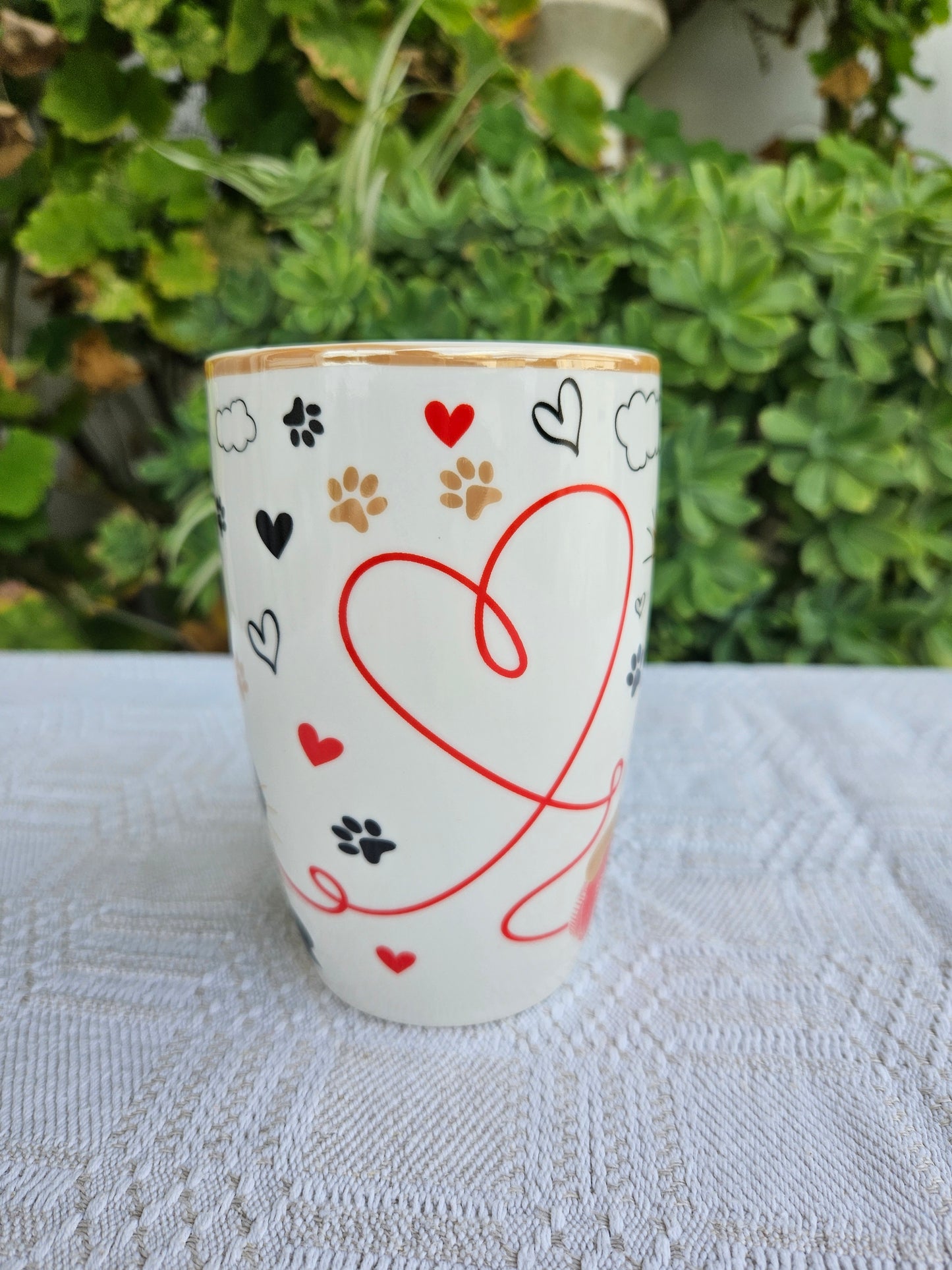 ➔ Tazza in porcellana 350 ml con manico a codina di gatto