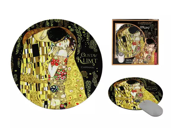 ➔ Round mouse pad - Gustav Klimt, Kiss - Carmani