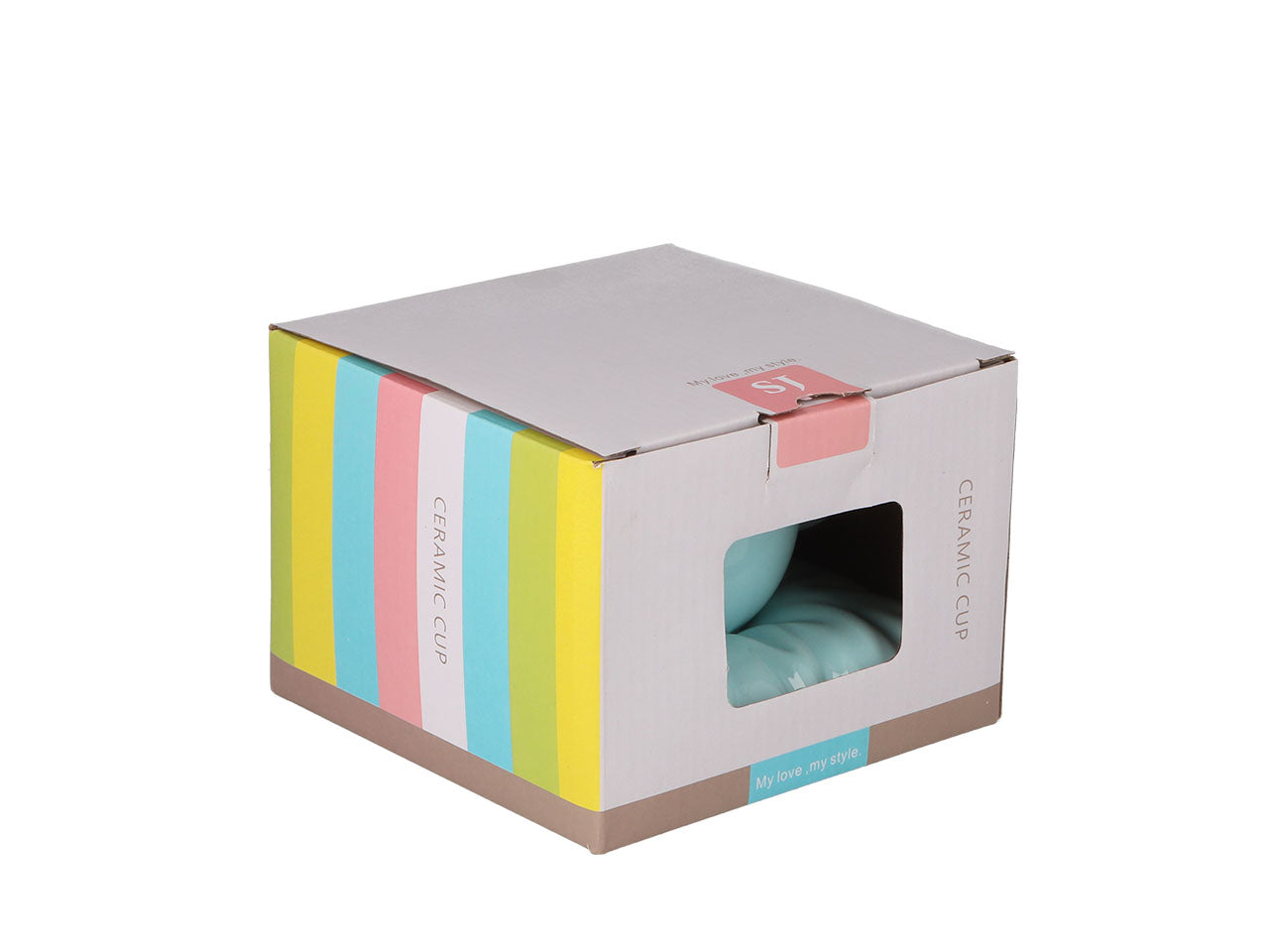 ➔ Tazza in ceramica con piattino e cucchiaino - colore celeste