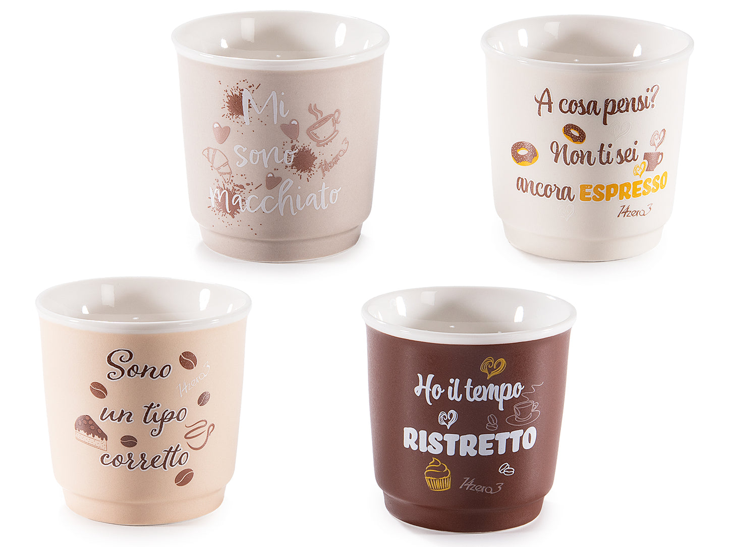 ➔ Bicchierino da caffè 90 ml in porcellana con scritte - Art from Italy