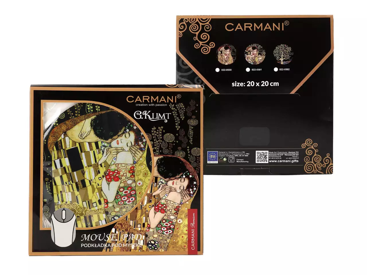 ➔ Round mouse pad - Gustav Klimt, Kiss - Carmani