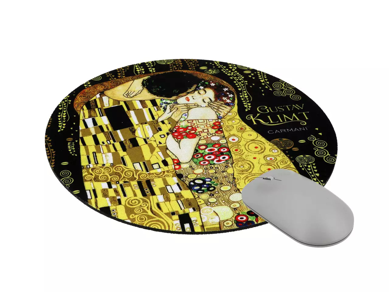 ➔ Round mouse pad - Gustav Klimt, Kiss - Carmani