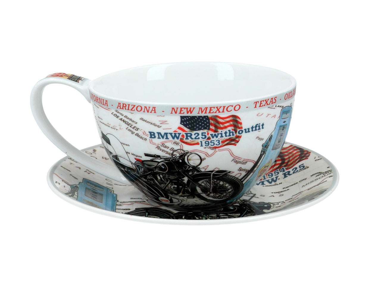 ➔ Tazza grande con piattino - Moto BMW R25 1953 Nera - Carmani Route 66