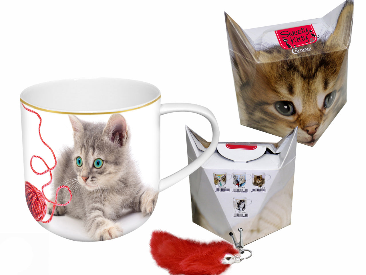 ➔ Tazza e charm/portachiavi Sweety Kitty - Gattino con gomitolo - Carmani