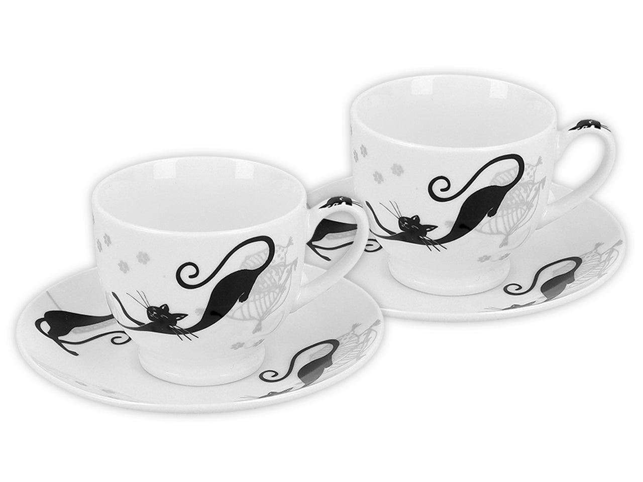 ➔ Set due tazzine per caffè con piattini - Gatti pigroni - Crazy Cats - cucina - Carmani