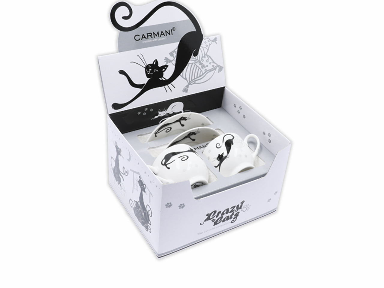 ➔ Set due tazzine per caffè con piattini - Gatti pigroni - Crazy Cats - cucina - Carmani