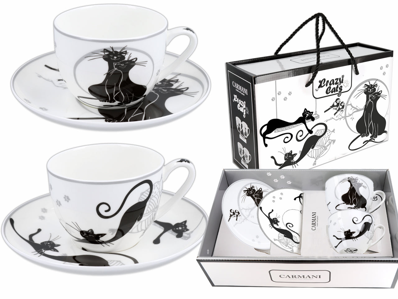 ➔ Set due tazze con i piattini - Crazy cats - Carmani