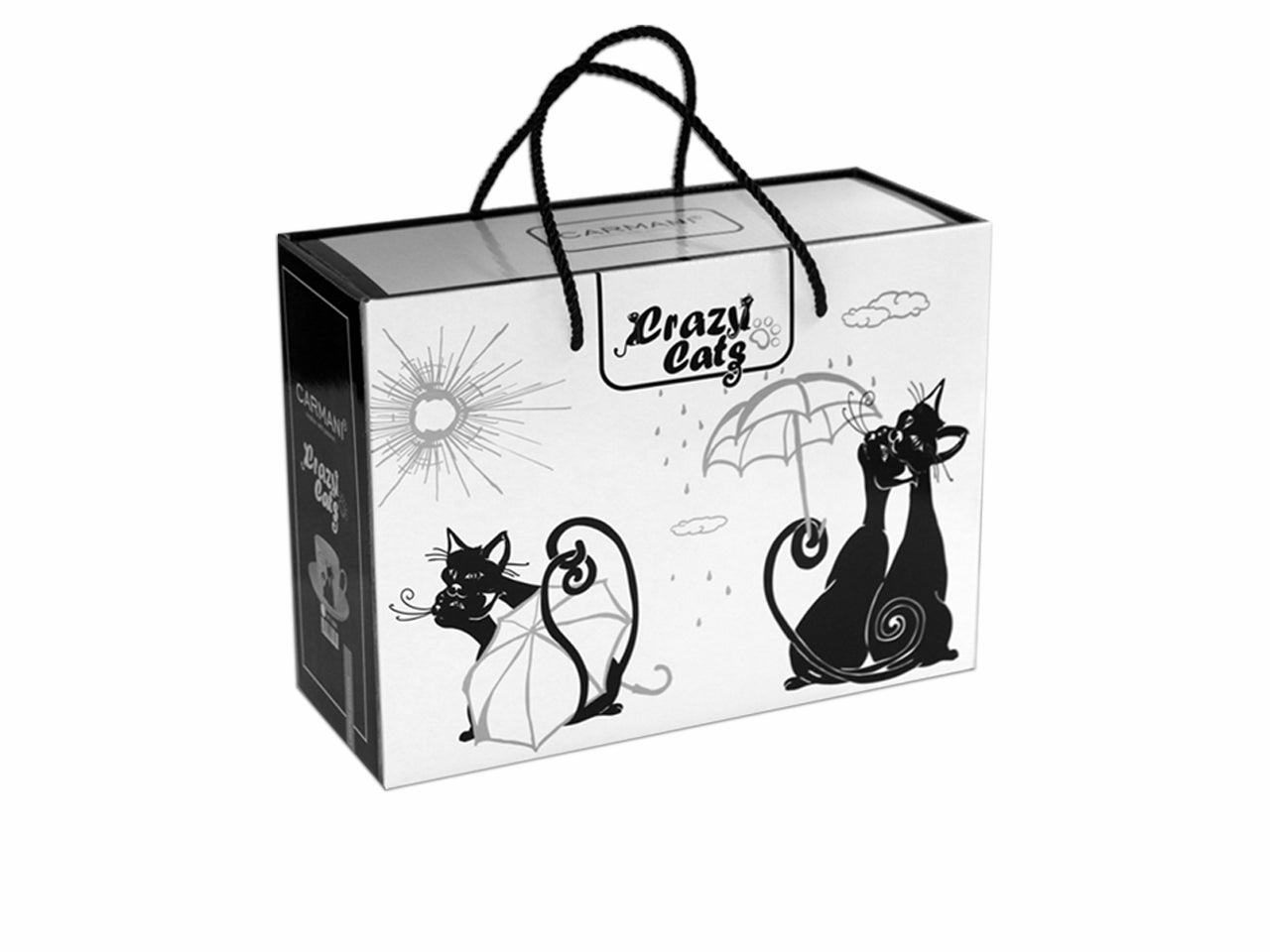 ➔ Tazza grande con piattino - Crazy cats - Gatti sotto ombrello - Carmani
