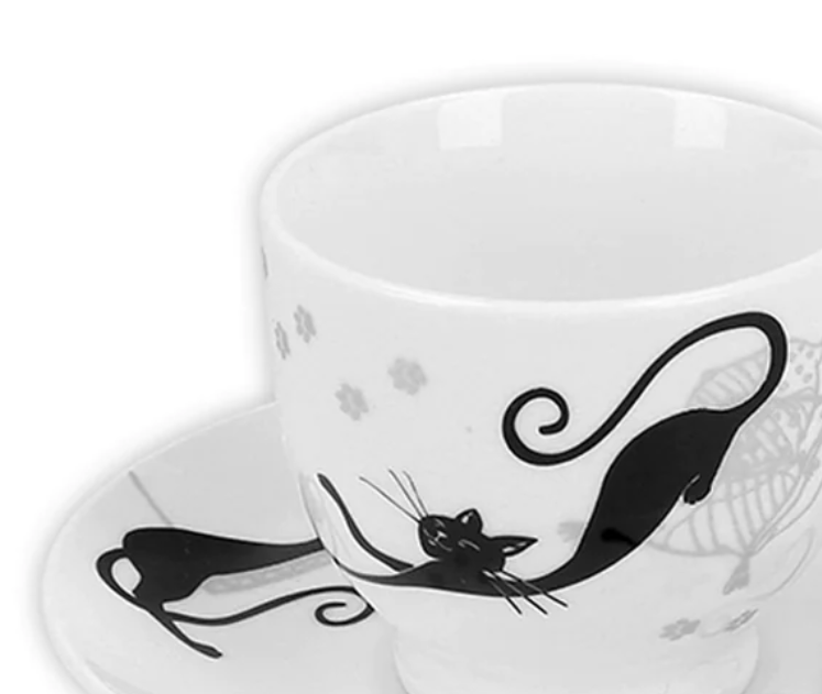 ➔ Set due tazzine per caffè con piattini - Gatti pigroni - Crazy Cats - cucina - Carmani