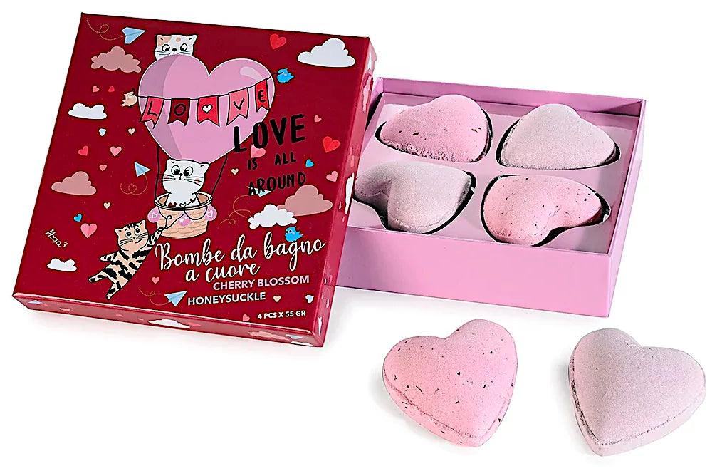 ➔ Heart-shaped bath bombs - Red gift pack - Valentine's Day