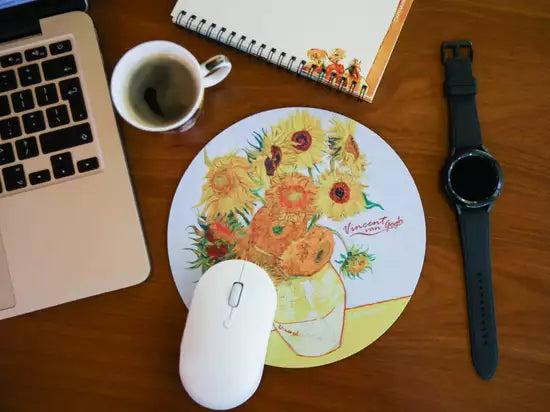 ➔Round mouse pad -Vincent van Gogh, Sunflowers- Carmani