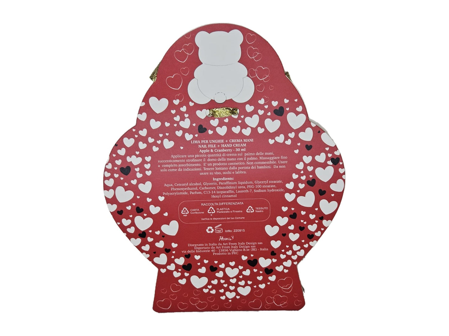 ➔ Geschenkpackung Handcreme und Feile (rote Packung) -Neu - Art From Italy