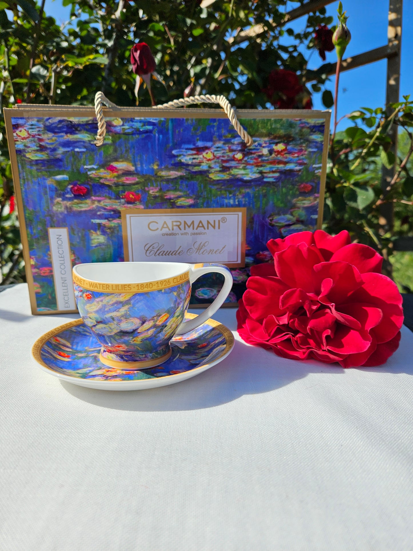 ➔ Espresso cup with saucer - Vanessa - Claude Monet, Water Lilies - Carmani