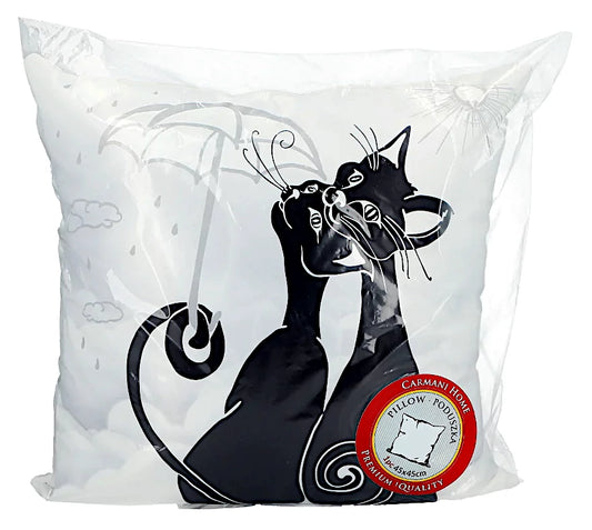 ➔  Pillow with black cats under an umbrella - Carmani - Crazy cats